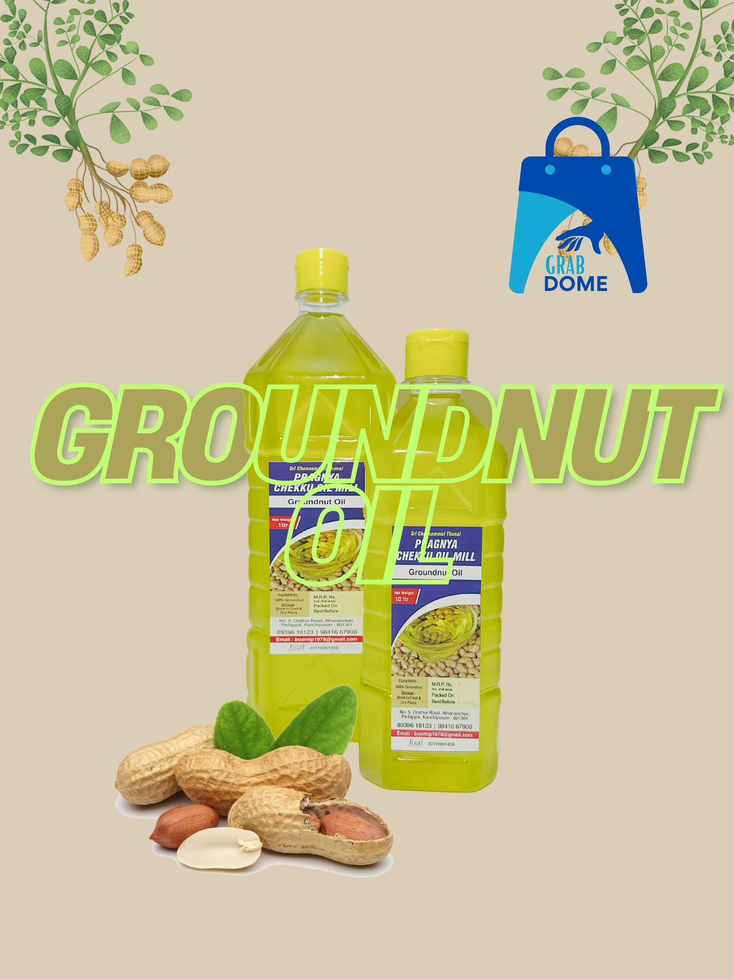 Ground Nut Oil - Unrefined Cold Pressed Groundnut (Peanut) Oil Chekku/Ganuga, Groundnut Oil Rich Aroma & Flavour of Real Groundnuts