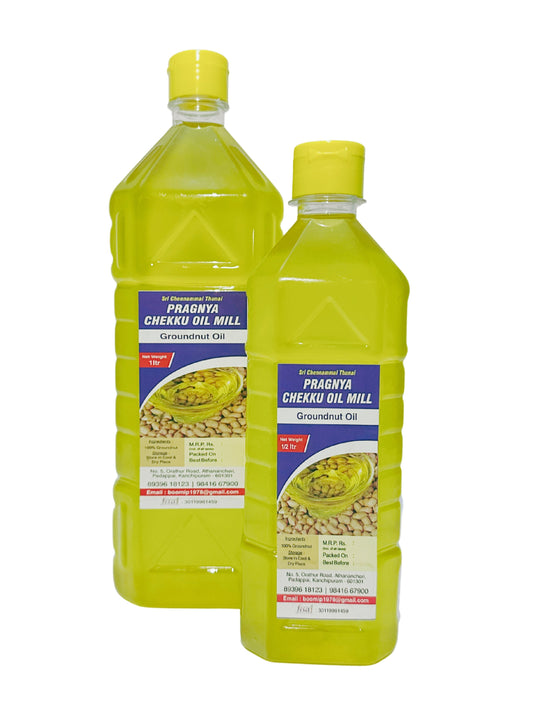 Ground Nut Oil - Unrefined Cold Pressed Groundnut (Peanut) Oil Chekku/Ganuga, Groundnut Oil Rich Aroma & Flavour of Real Groundnuts